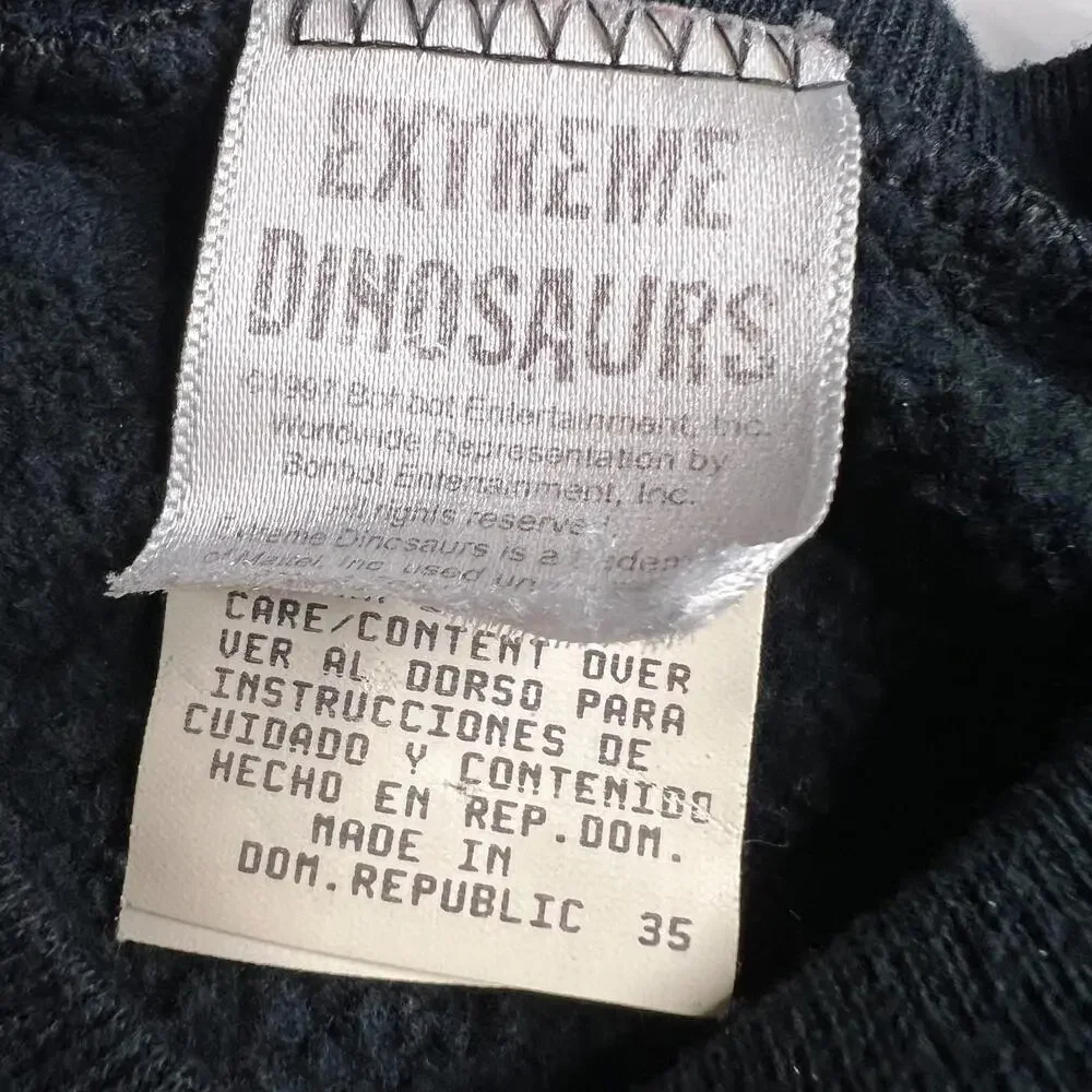 Vintage 1997 Extreme Dinosaurs Cartoon‎ Sweatshirt Retro 90s Crewneck Black